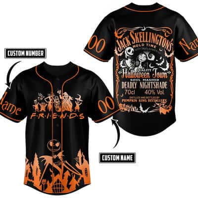 Custom Jack Skellington Baseball Jersey Pumpkin King Of Halloween Town Gift For Sports Fans