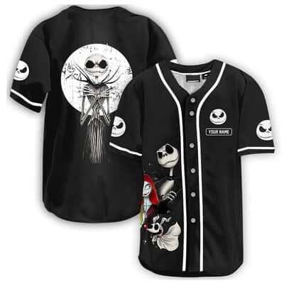 Custom Jack Skellington Baseball Jersey Sally And Zero Dog Nightmare Friends Gift For Husband