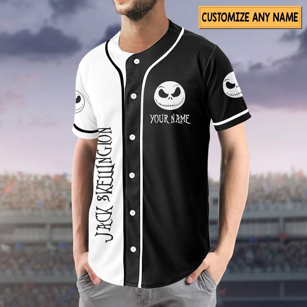 Custom Jack Skellington Baseball Jersey The Nightmare Before Christmas Gift For Husband Custom Jack Skellington Baseball Jersey The Nightmare Before Christmas Gift For Husband