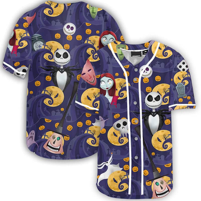Halloween Jack Skellington Baseball Jersey Sally Pumpkin King Gift For Fans Halloween Jack Skellington Baseball Jersey Sally Pumpkin King Gift For Fans