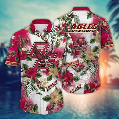 NCAA Boston College Eagles Hawaiian Shirt Hibiscus Flowers Best Gift For Grandpa NCAA Boston College Eagles Hawaiian Shirt Hibiscus Flowers Best Gift For Grandpa