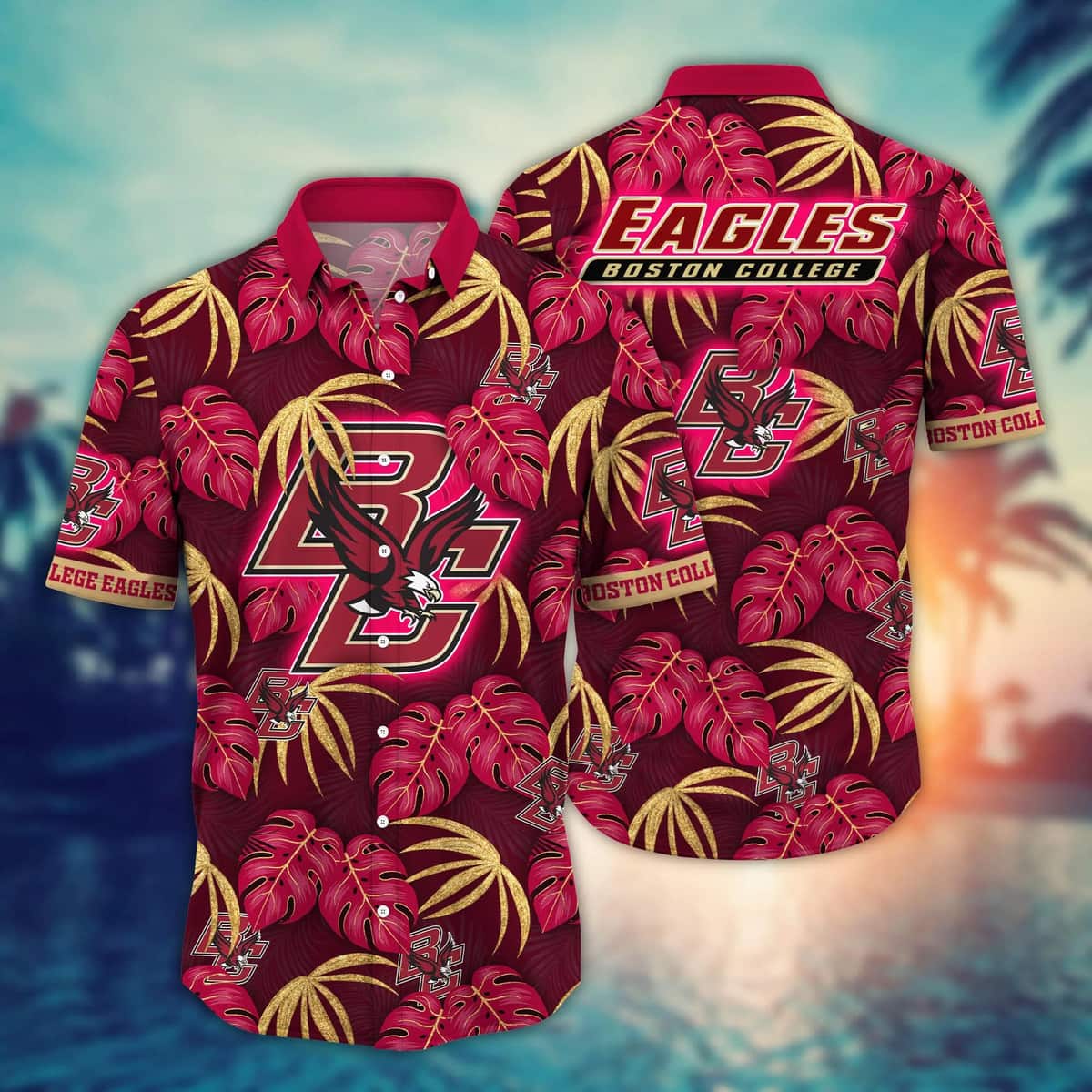 NCAA Boston College Eagles Hawaiian Shirt Palm Leaves Beach Lovers Gift