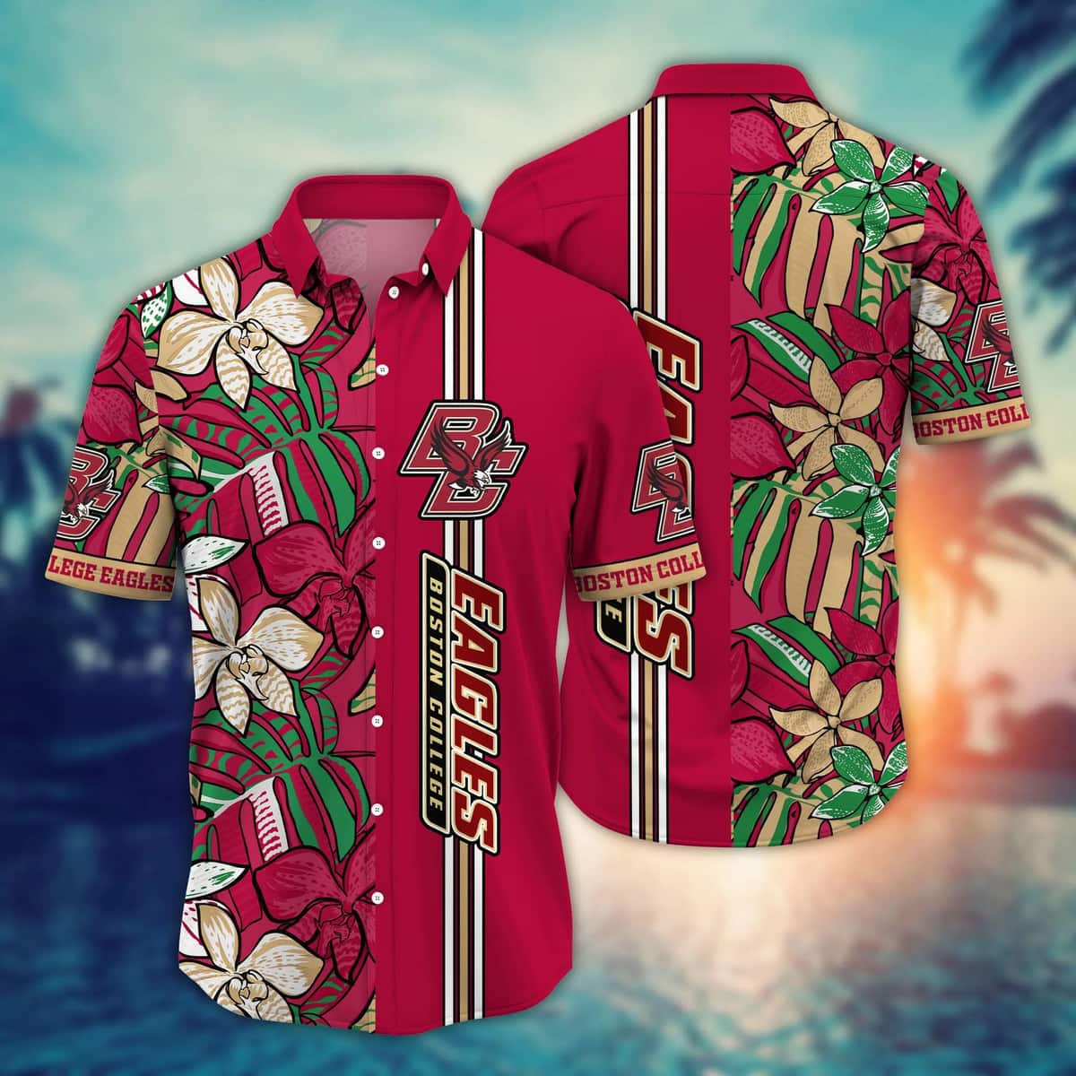 Red Aloha NCAA Boston College Eagles Hawaiian Shirt Best Gift For Boyfriend