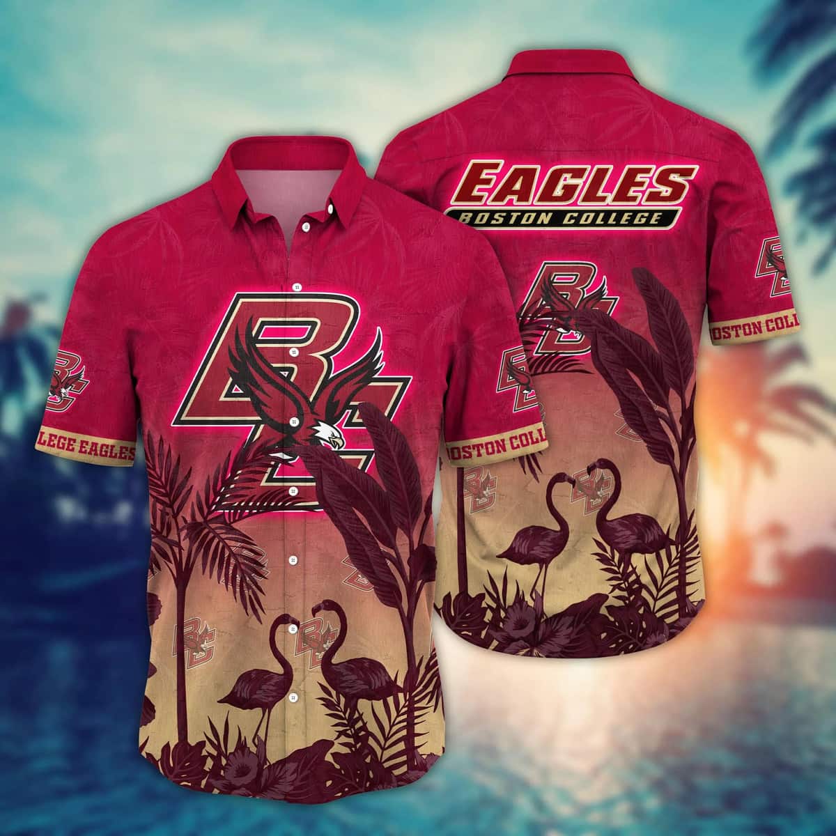 NCAA Boston College Eagles Hawaiian Shirt Sunset Scenery Gift For Dad