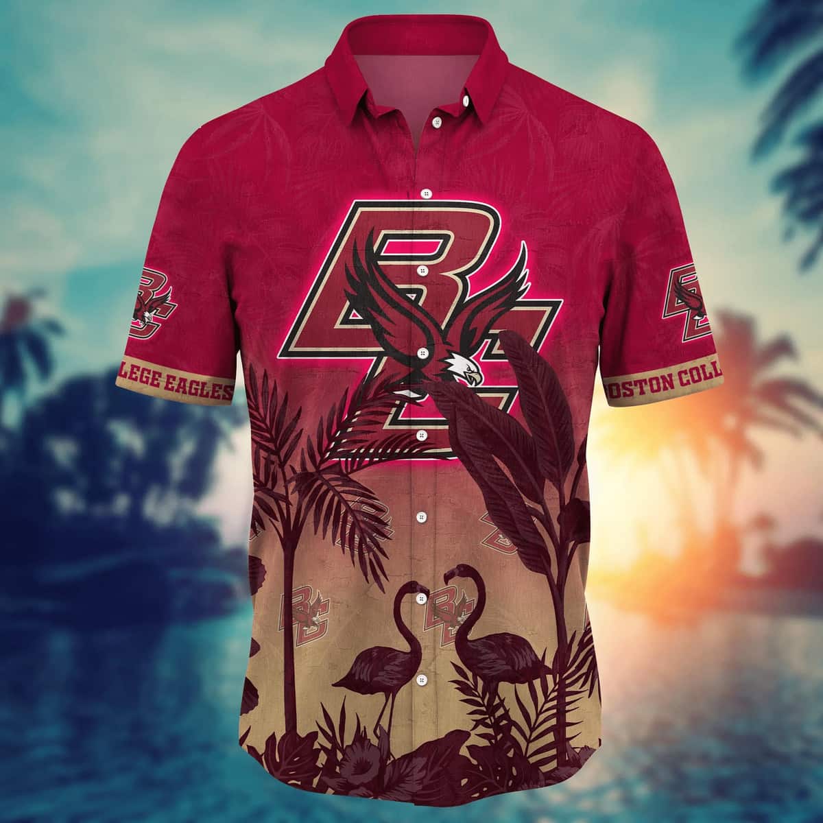 NCAA Boston College Eagles Hawaiian Shirt Sunset Scenery Gift For Dad NCAA Boston College Eagles Hawaiian Shirt Sunset Scenery Gift For Dad