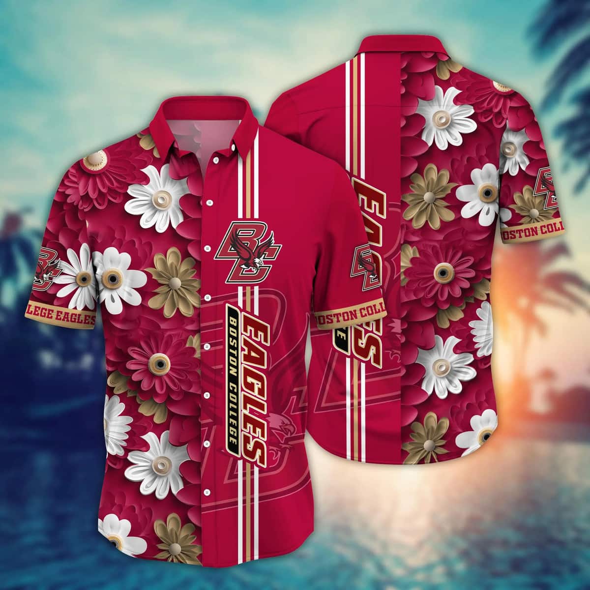 NCAA Boston College Eagles Hawaiian Shirt Tropical Flower Best Gift For Dad NCAA Boston College Eagles Hawaiian Shirt Tropical Flower Best Gift For Dad