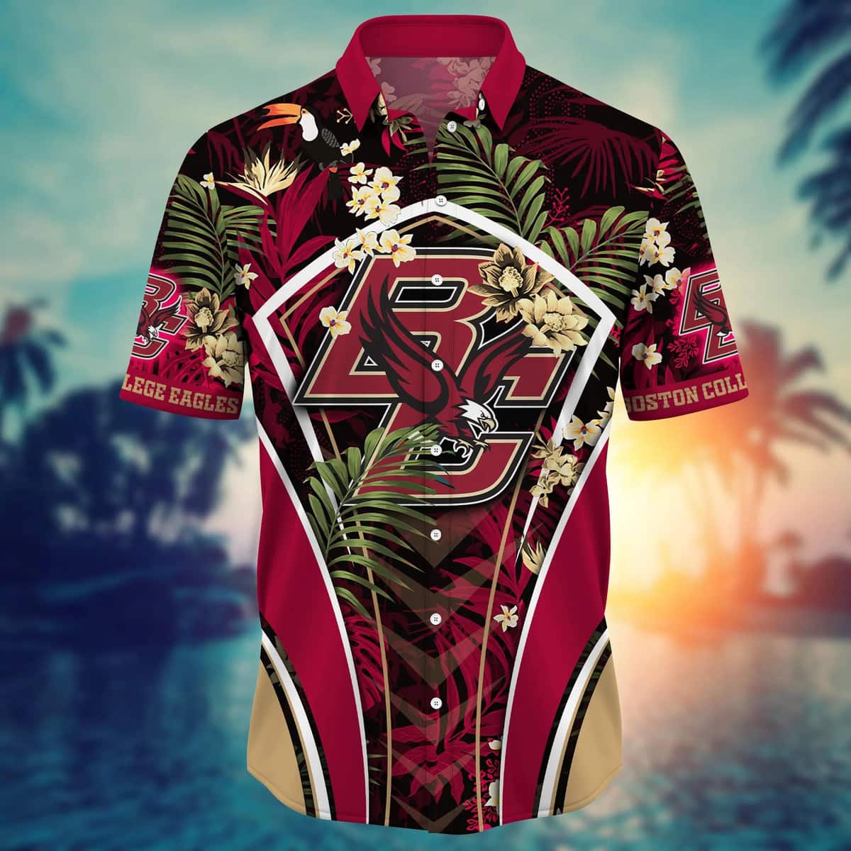 NCAA Boston College Eagles Hawaiian Shirt Palm Leaves Gift For Summer Lovers NCAA Boston College Eagles Hawaiian Shirt Palm Leaves Gift For Summer Lovers
