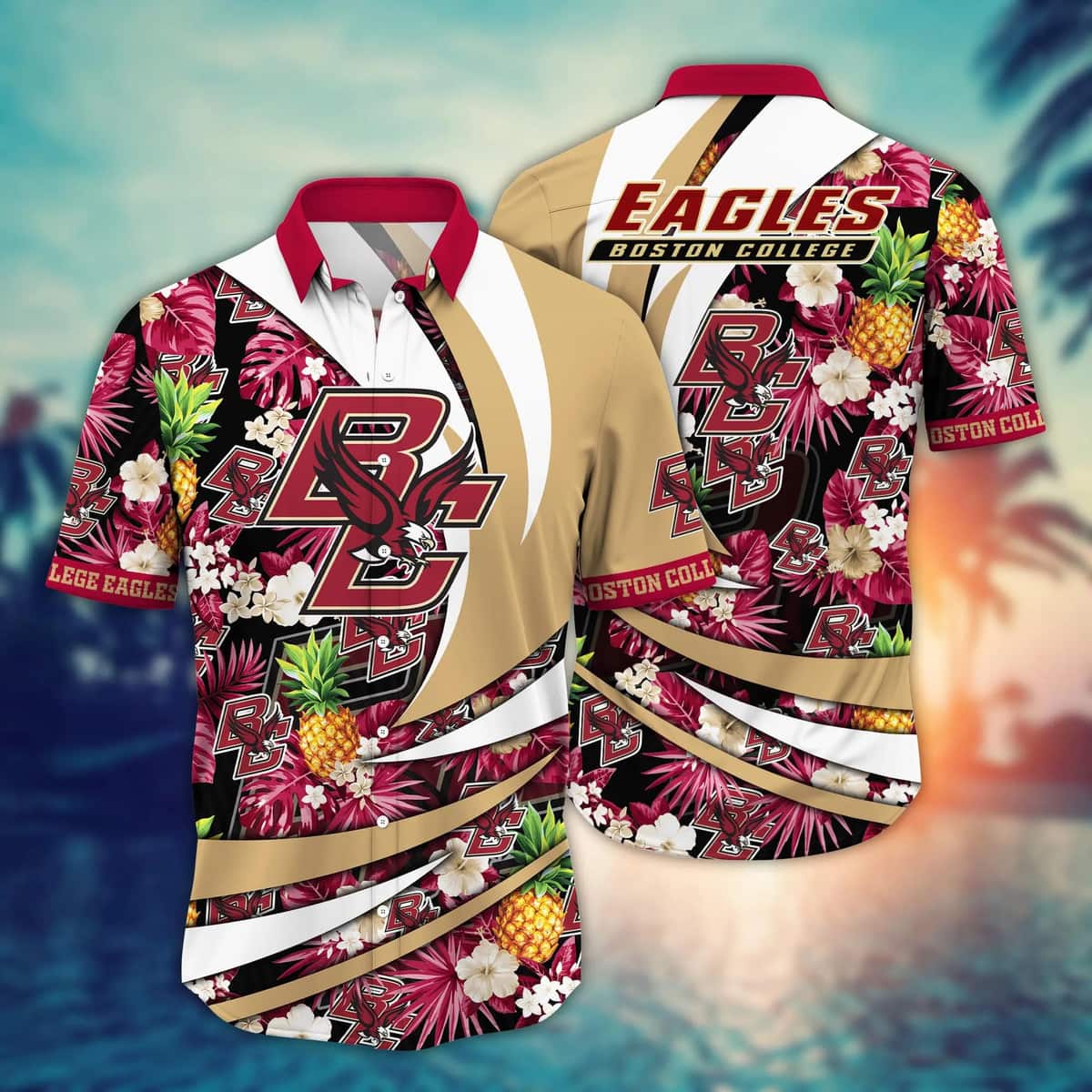 NCAA Boston College Eagles Hawaiian Shirt Tropical Fruit Gift For Beach Holiday NCAA Boston College Eagles Hawaiian Shirt Tropical Fruit Gift For Beach Holiday