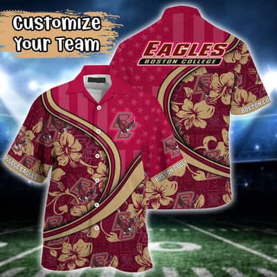 Basic NCAA Boston College Eagles Hawaiian Shirt Custom Name Gift For Beach Lovers