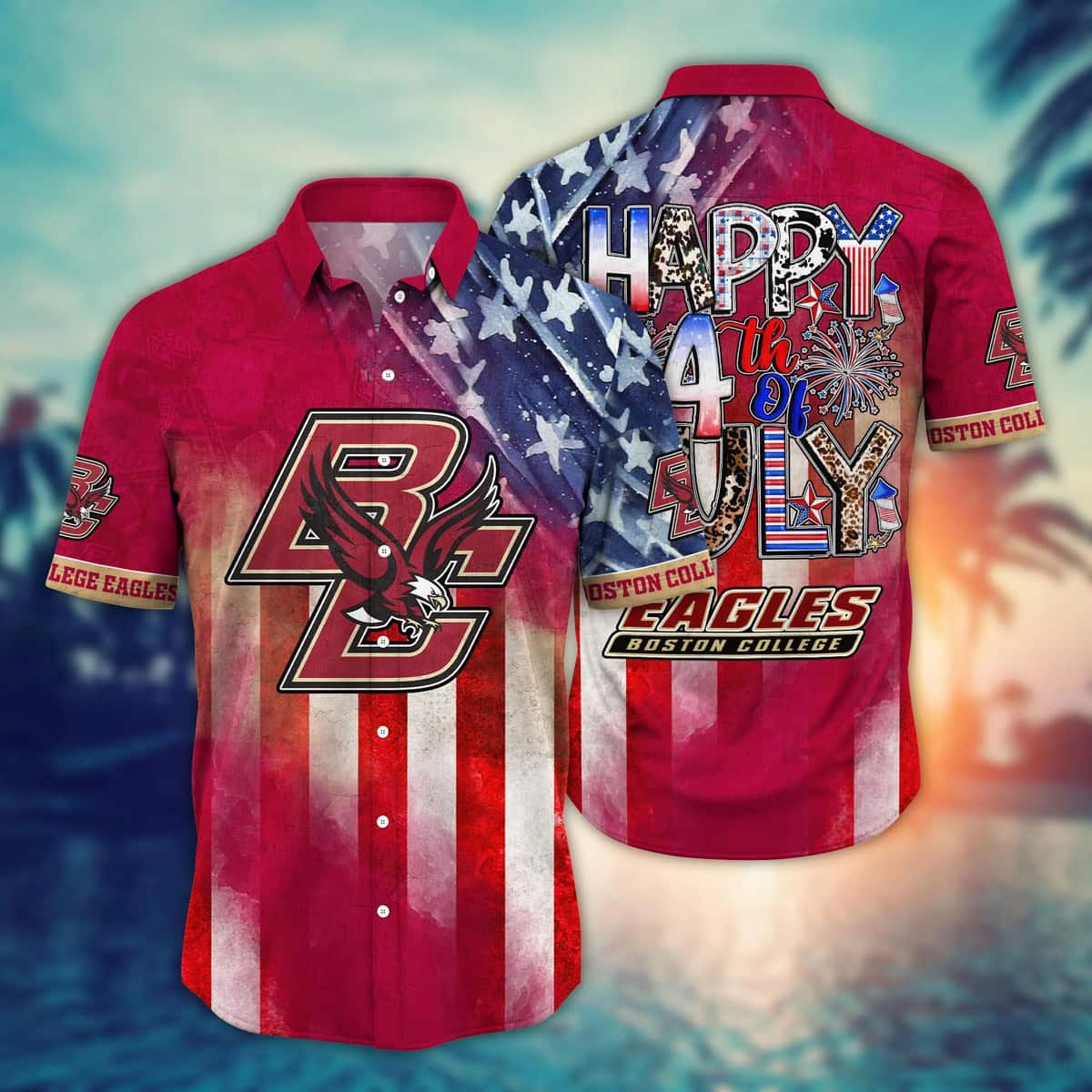 NCAA Boston College Eagles Hawaiian Shirt Happy 4th Of July Independence Day Gift For Dad
