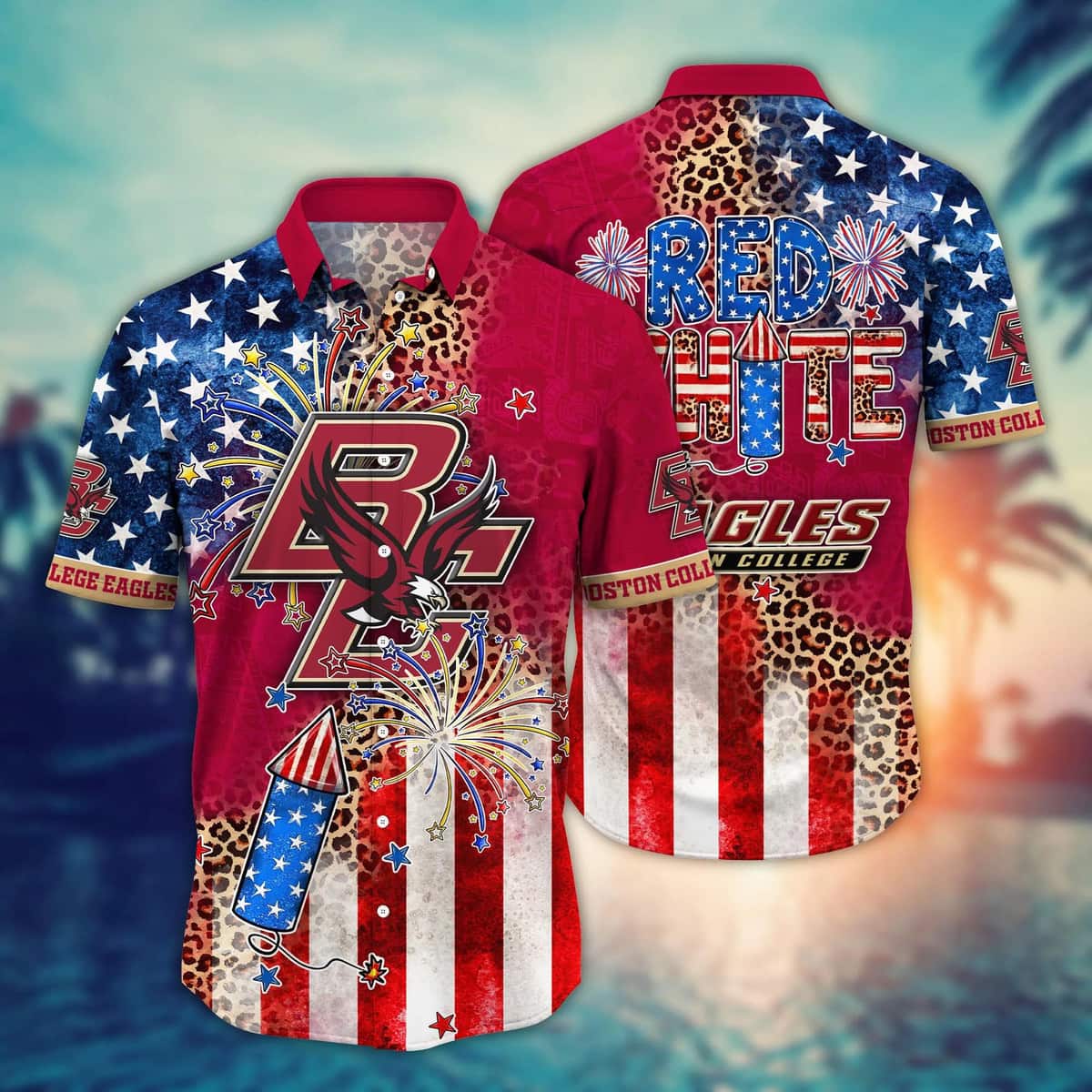 NCAA Boston College Eagles Hawaiian Shirt Fireworks Independence Day Gift For Best Friend