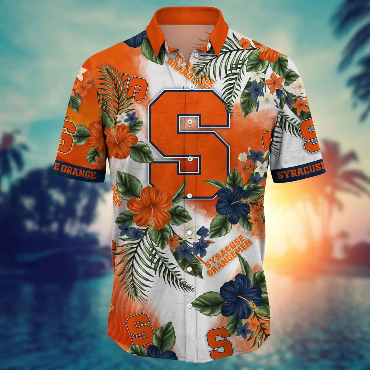 NCAA Syracuse Orange Hawaiian Shirt Hibiscus Flowers Gift For Best Friend NCAA Syracuse Orange Hawaiian Shirt Hibiscus Flowers Gift For Best Friend