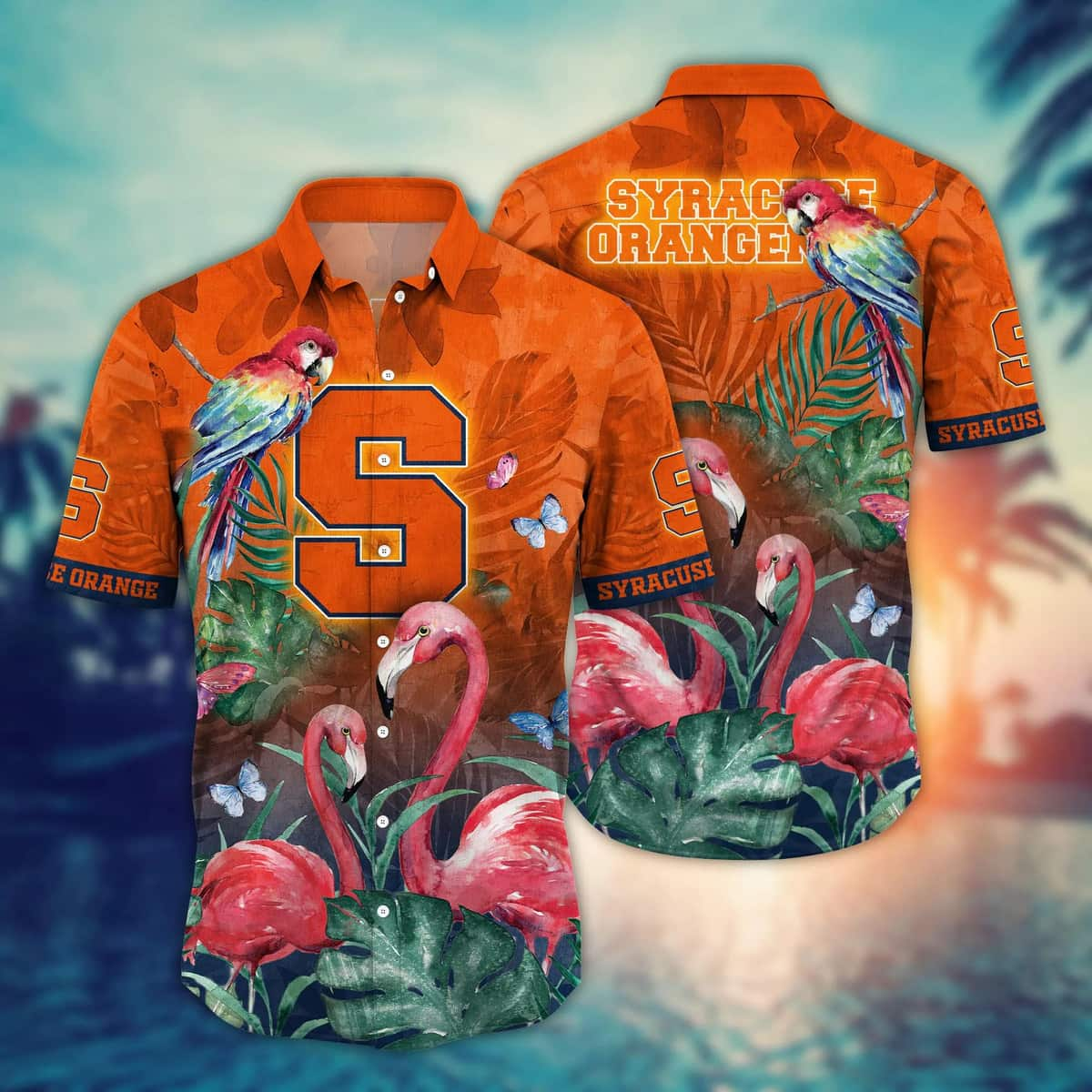 Trending Aloha NCAA Syracuse Orange Hawaiian Shirt Pink Flamingo Gift For Best Friend