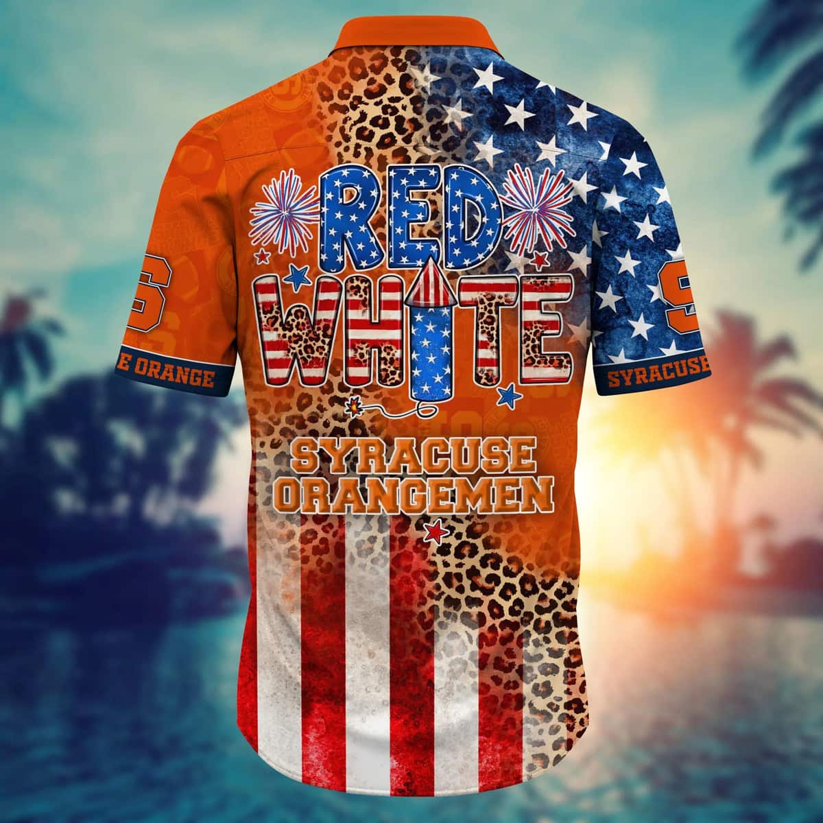 NCAA Syracuse Orange Hawaiian Shirt Fireworks Independence Day Gift For Friend NCAA Syracuse Orange Hawaiian Shirt Fireworks Independence Day Gift For Friend