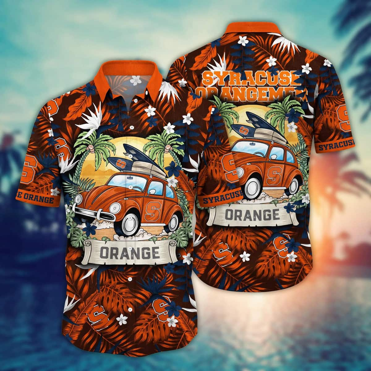 NCAA Syracuse Orange Hawaiian Shirt Tropical Palm Leaves Gift For Beach Lovers