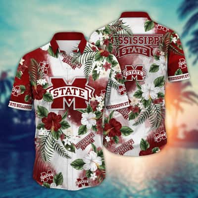 NCAA Mississippi State Bulldogs Hawaiian Shirt Hibiscus Flowers Gift For Friends NCAA Mississippi State Bulldogs Hawaiian Shirt Hibiscus Flowers Gift For Friends