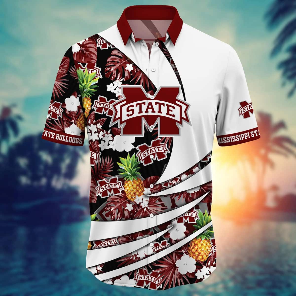 NCAA Mississippi State Bulldogs Hawaiian Shirt Pineapple Gift For Summer Holiday NCAA Mississippi State Bulldogs Hawaiian Shirt Pineapple Gift For Summer Holiday