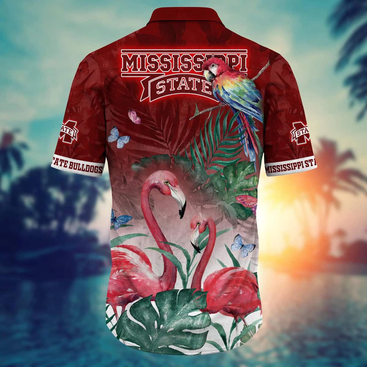 NCAA Mississippi State Bulldogs Hawaiian Shirt Pink Flamingo Gift For Dad NCAA Mississippi State Bulldogs Hawaiian Shirt Pink Flamingo Gift For Dad