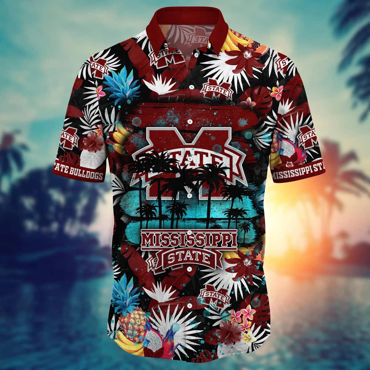 Aloha Summer NCAA Mississippi State Bulldogs Hawaiian Shirt Tropical Fruit Pattern Aloha Summer NCAA Mississippi State Bulldogs Hawaiian Shirt Tropical Fruit Pattern