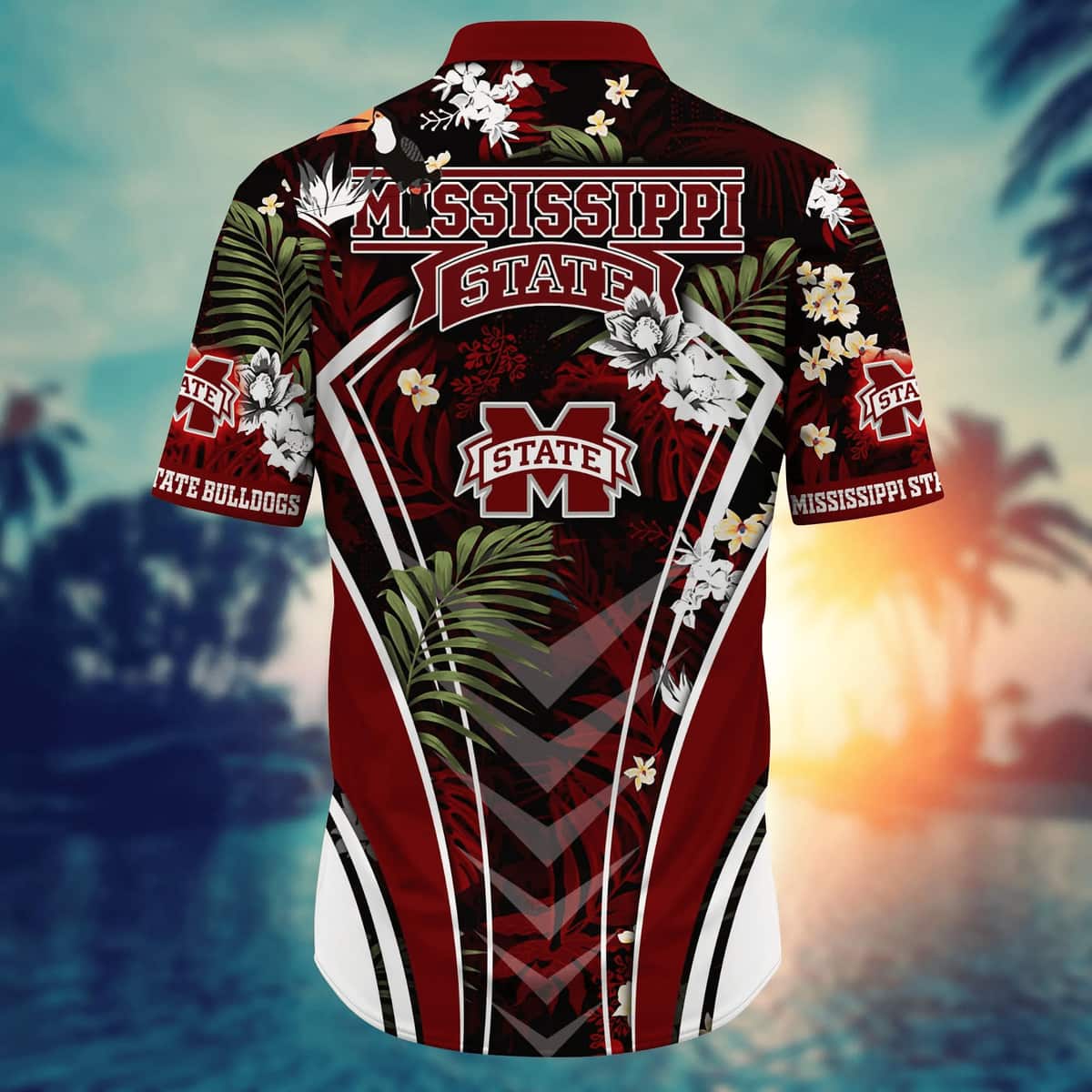 NCAA Mississippi State Bulldogs Hawaiian Shirt Tropical Palm Leaves Gift For Dad NCAA Mississippi State Bulldogs Hawaiian Shirt Tropical Palm Leaves Gift For Dad