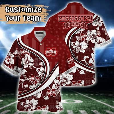 Floral Aloha NCAA Mississippi State Bulldogs Hawaiian Shirt Custom Name Gift For Boyfriend