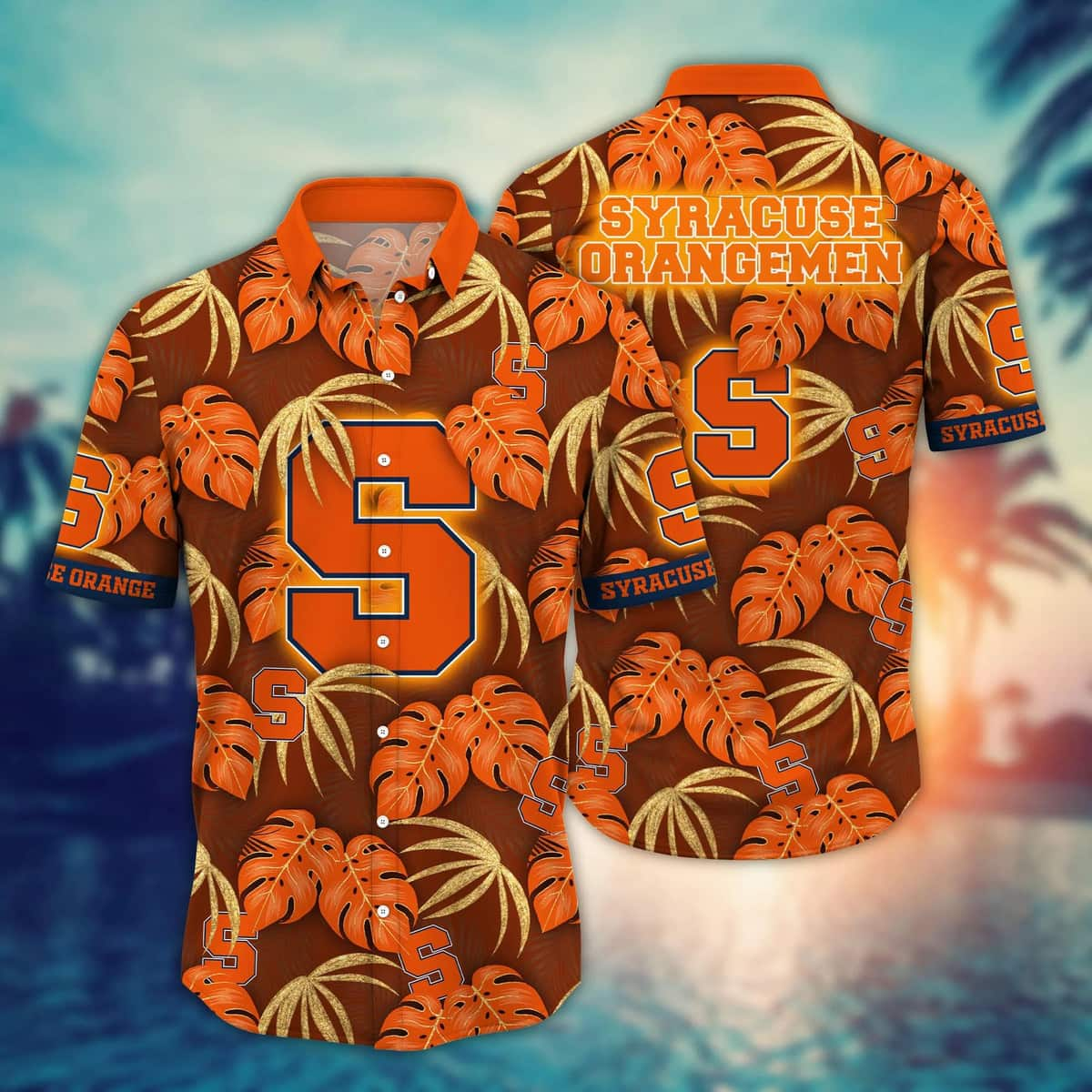 Basic Aloha Syracuse Orange NCAA Hawaiian Shirt Tropical Palm Leaves Beach Lovers Gift