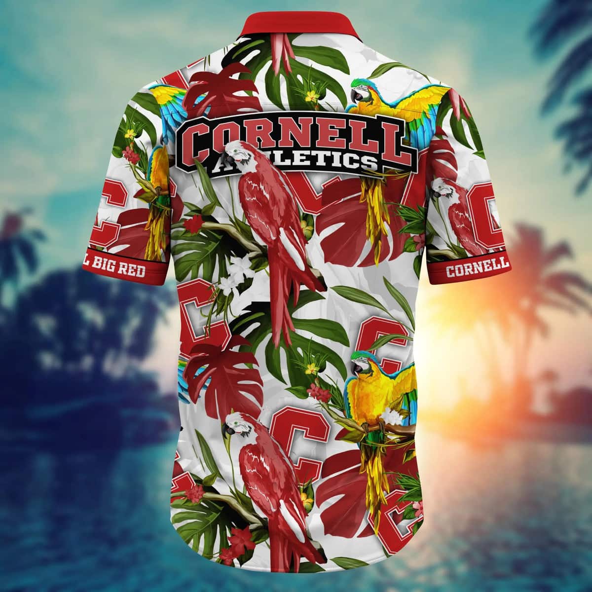 NCAA Cornell Big Red Hawaiian Shirt Birds And Palm Leaves Gift For Best Friend NCAA Cornell Big Red Hawaiian Shirt Birds And Palm Leaves Gift For Best Friend
