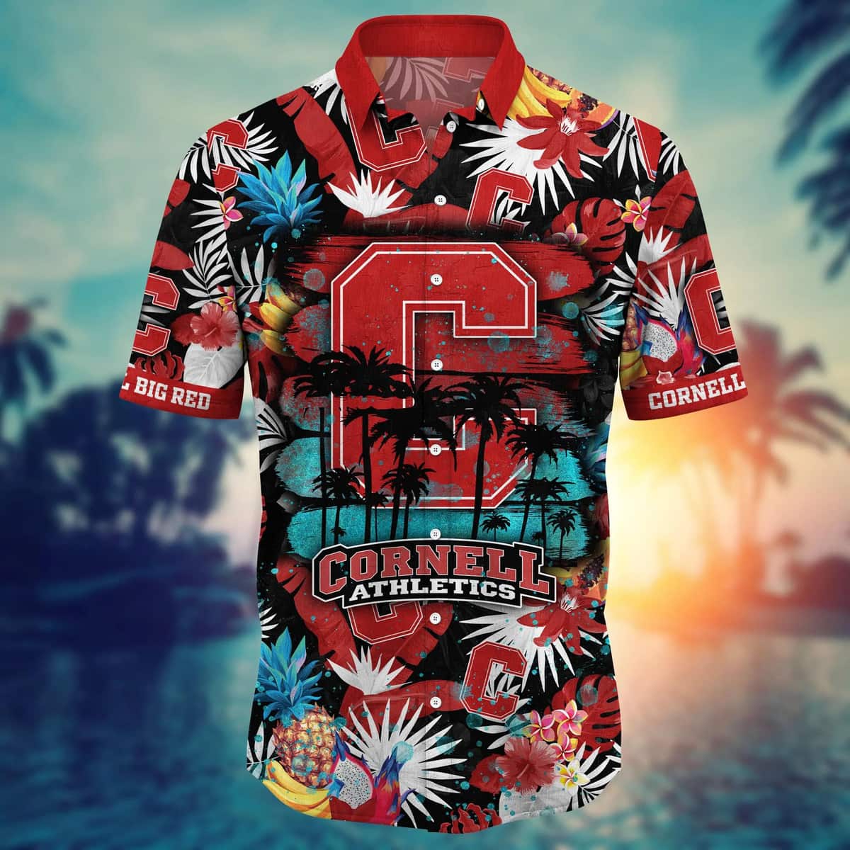 Summer Aloha NCAA Cornell Big Red Hawaiian Shirt Tropical Fruit Gift For Dad Summer Aloha NCAA Cornell Big Red Hawaiian Shirt Tropical Fruit Gift For Dad