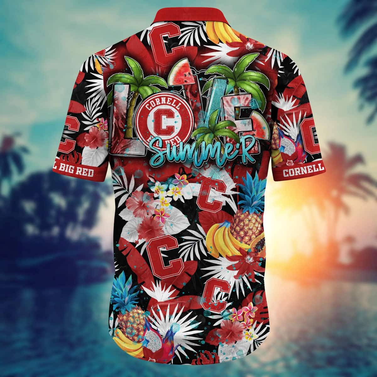 Summer Aloha NCAA Cornell Big Red Hawaiian Shirt Tropical Fruit Gift For Dad Summer Aloha NCAA Cornell Big Red Hawaiian Shirt Tropical Fruit Gift For Dad