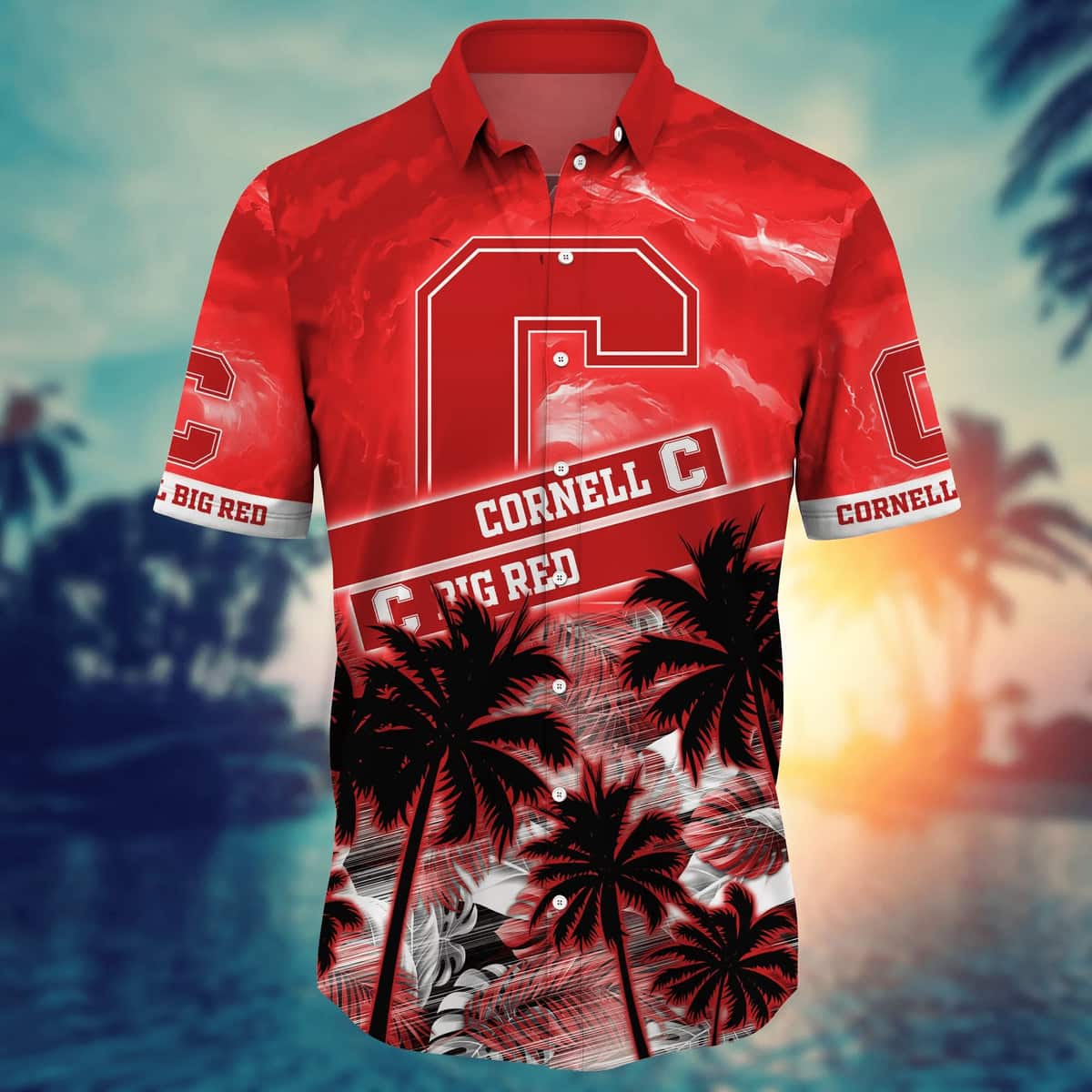 Vintage Aloha NCAA Cornell Big Red Hawaiian Shirt Palm Trees Gift For Dad Vintage Aloha NCAA Cornell Big Red Hawaiian Shirt Palm Trees Gift For Dad