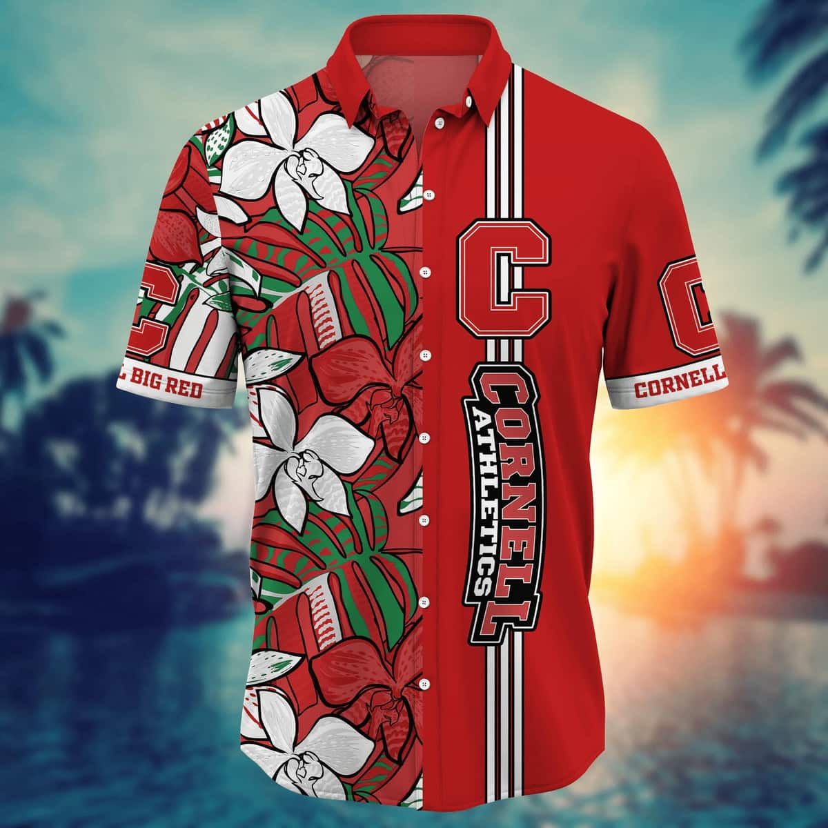 Red Aloha NCAA Cornell Big Red Hawaiian Shirt Beach Gift For Boyfriend Red Aloha NCAA Cornell Big Red Hawaiian Shirt Beach Gift For Boyfriend