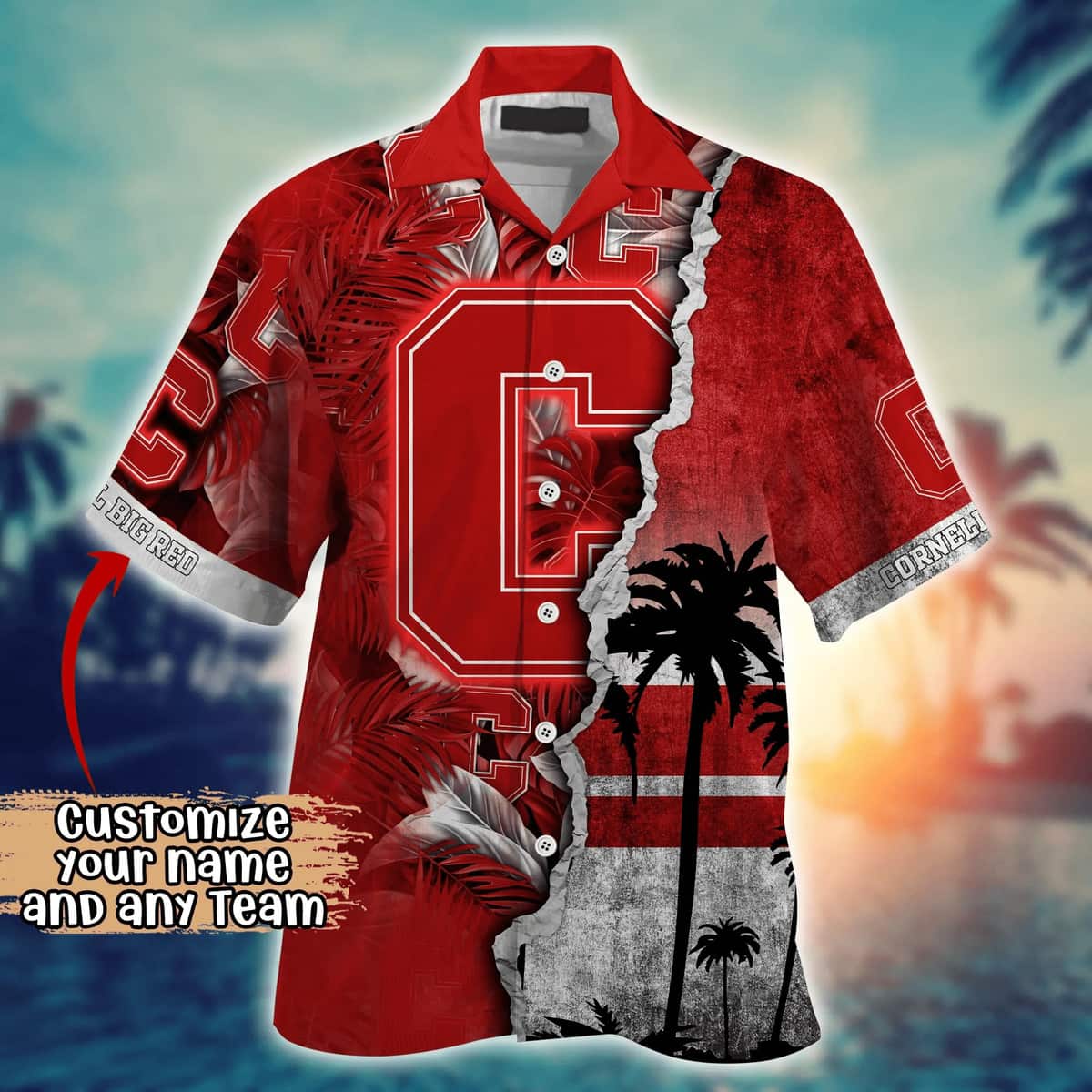NCAA Cornell Big Red Hawaiian Shirt Custom Name Beach Gift For Best Friend NCAA Cornell Big Red Hawaiian Shirt Custom Name Beach Gift For Best Friend