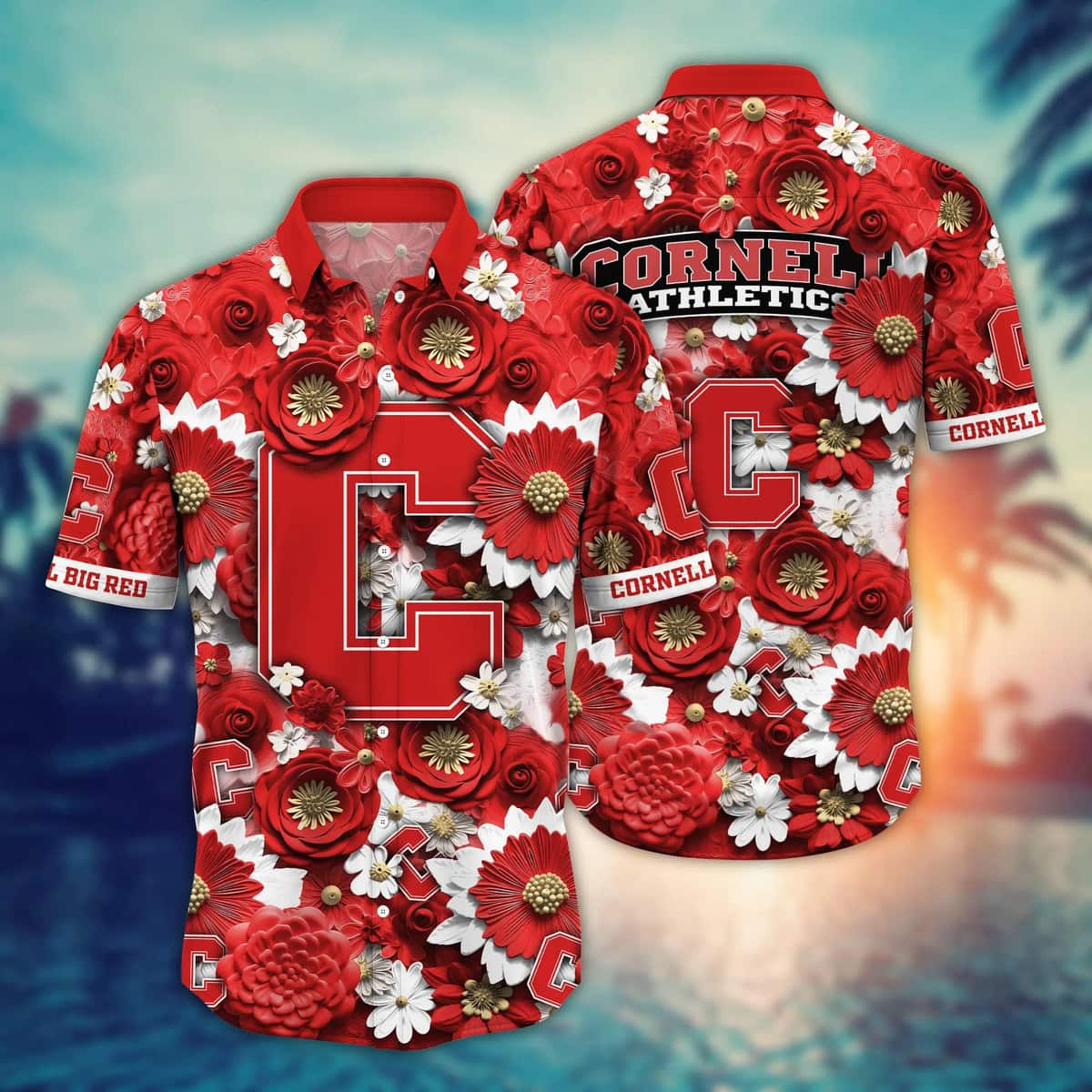 Floral Aloha NCAA Cornell Big Red Hawaiian Shirt Practical Beach Gift For Dad