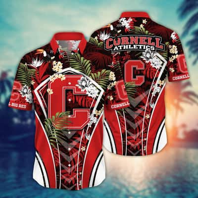 Tropical Aloha NCAA Cornell Big Red Hawaiian Shirt Palm Leaves Gift For Dad