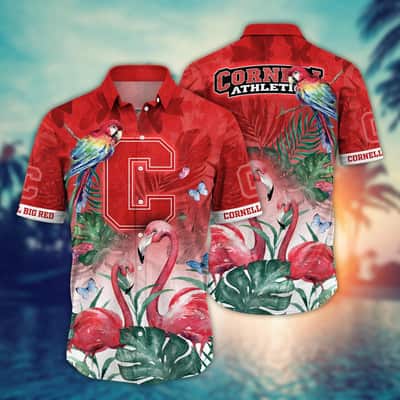 Summer Aloha NCAA Cornell Big Red Hawaiian Shirt Pink Flamingo And Palm Leaves Gift For Best Friend