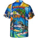 Beach Style Funny Hawaiian Shirt Dinosaur Surfing Is Life Beach Lovers Gift Beach Style Funny Hawaiian Shirt Dinosaur Surfing Is Life Beach Lovers Gift