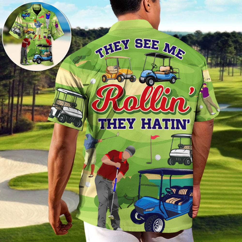 Stylish Funny Hawaiian Shirt They See Me Rollin They Hatin Golfers Gift For Dad Stylish Funny Hawaiian Shirt They See Me Rollin They Hatin Golfers Gift For Dad