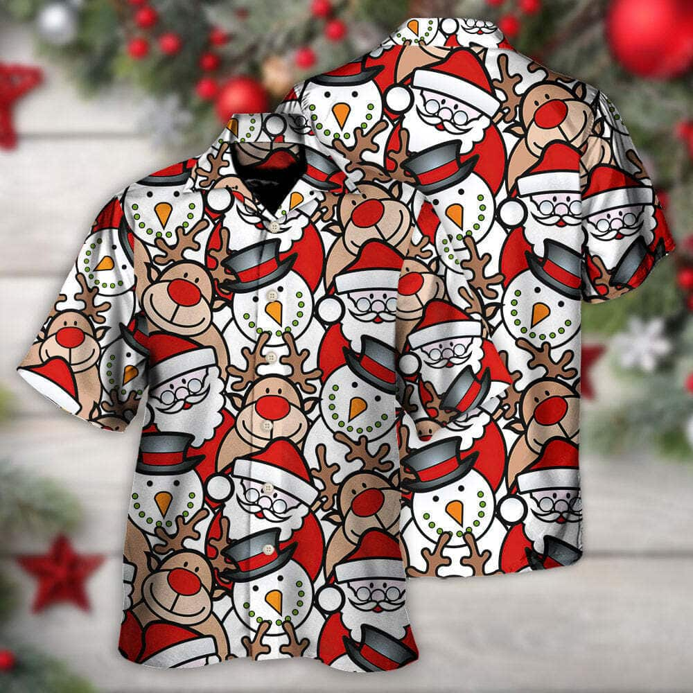 Christmas Funny Hawaiian Shirt Cutie Santa And Reindeer Gift For Him