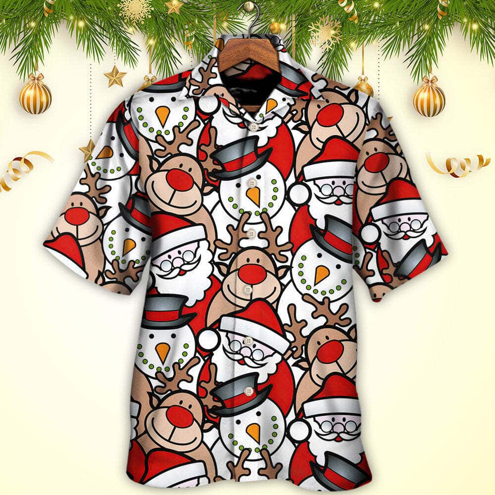Christmas Funny Hawaiian Shirt Cutie Santa And Reindeer Gift For Him Christmas Funny Hawaiian Shirt Cutie Santa And Reindeer Gift For Him