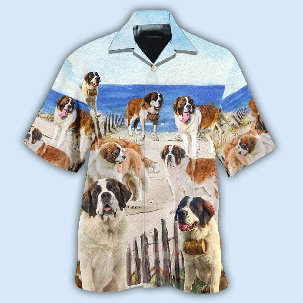Beach Style Funny Hawaiian Shirt Saint Bernard Gift For Dog Lovers Beach Style Funny Hawaiian Shirt Saint Bernard Gift For Dog Lovers