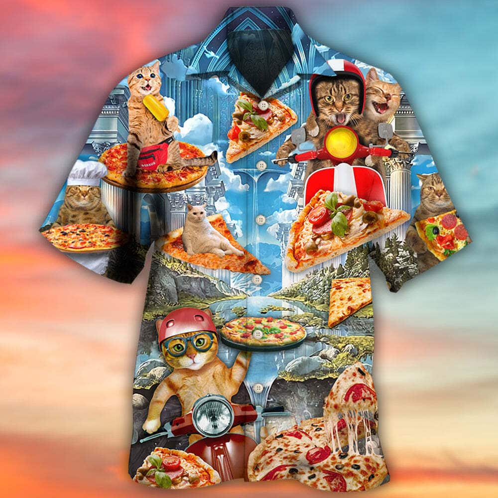 Stylish Funny Hawaiian Shirt Pizza Beach Gift For Cat Lovers Stylish Funny Hawaiian Shirt Pizza Beach Gift For Cat Lovers
