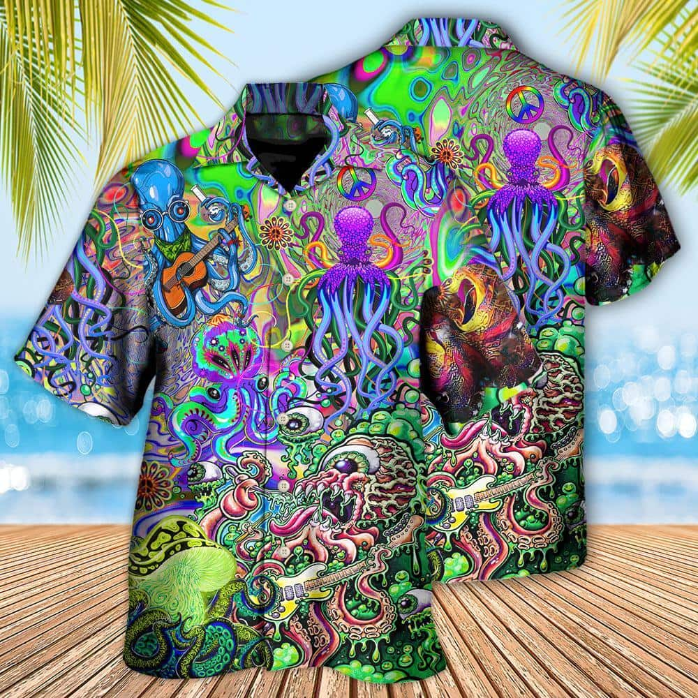 Trending Funny Hawaiian Shirt Octopus Love Music Colorful Ocean Beach Gift