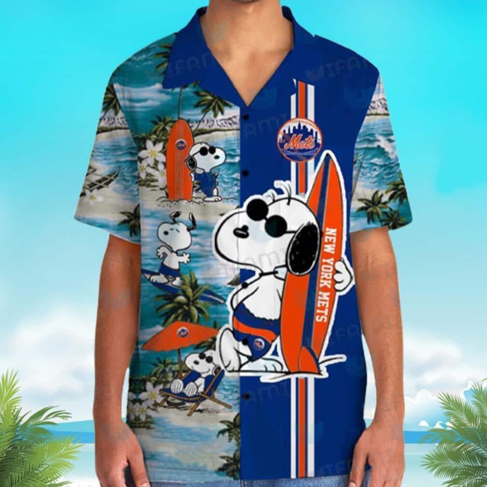 Cool MLB New York Mets Hawaiian Shirt Snoopy Surfing Best Beach Gift