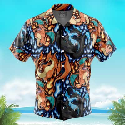 Stylish Pokemon Hawaiian Shirt Charizard Mega Evolution Beach Gift For Best Friend