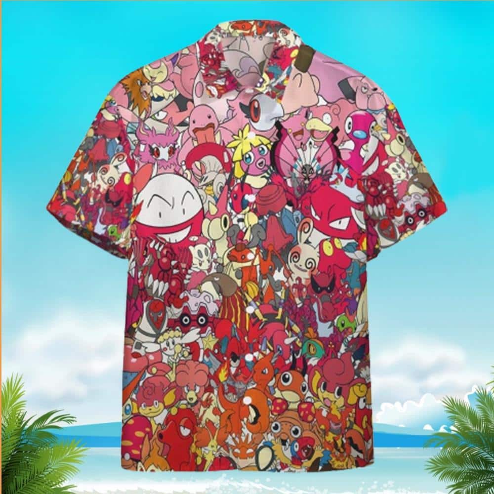 Red Pokemon Hawaiian Shirt Fire Type Gift For Beach Lovers