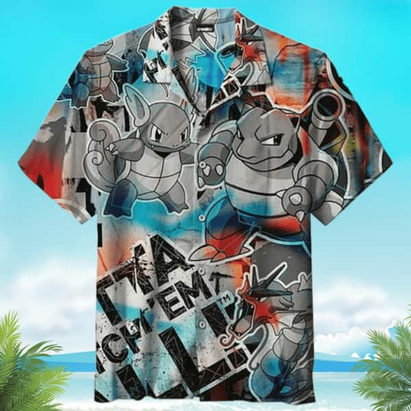 Squirtle Pokemon Hawaiian Shirt Graffiti Pattern Gift For Fans