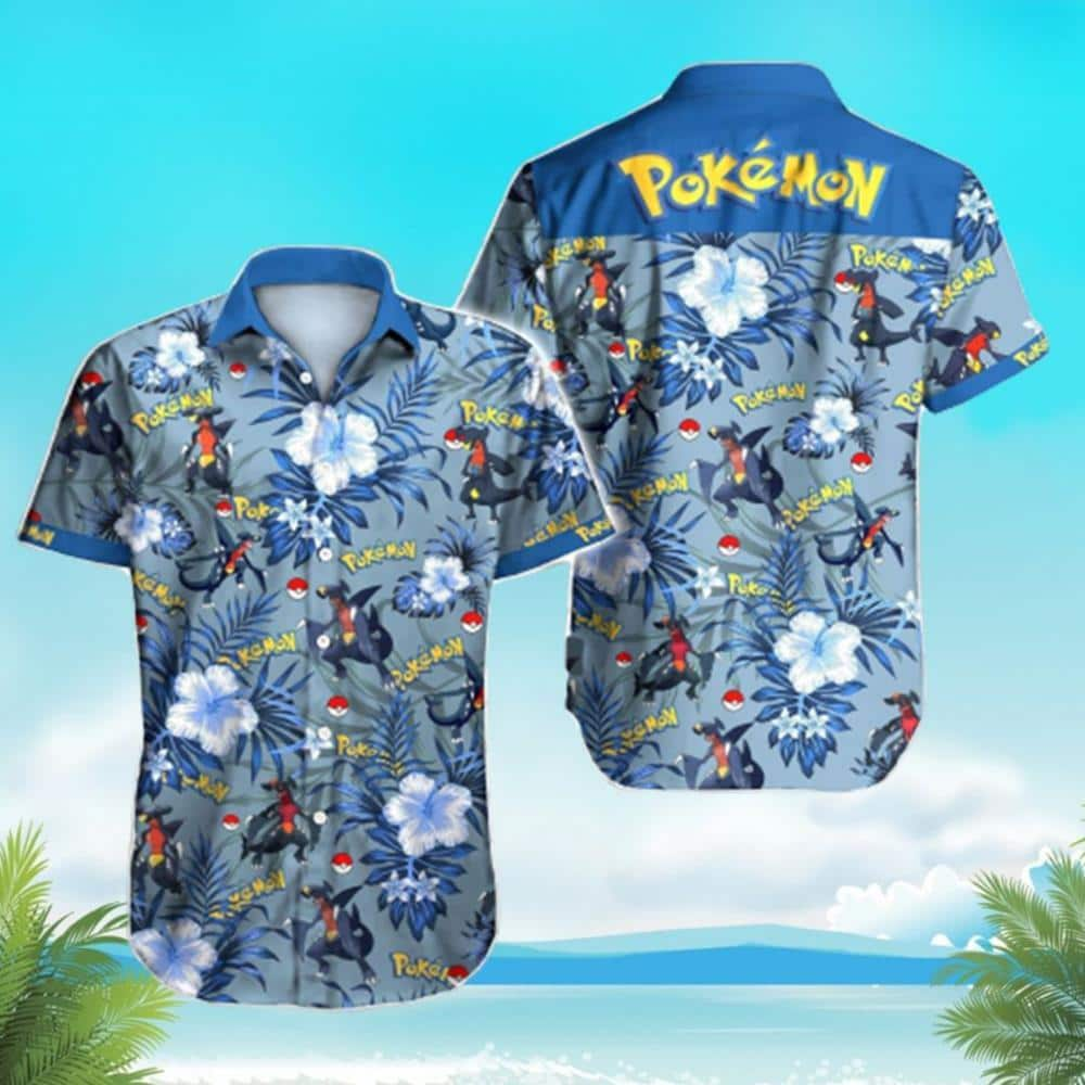 Garchomp Pokemon Hawaiian Shirt Tropical Flower Pattern Beach Trip Gift