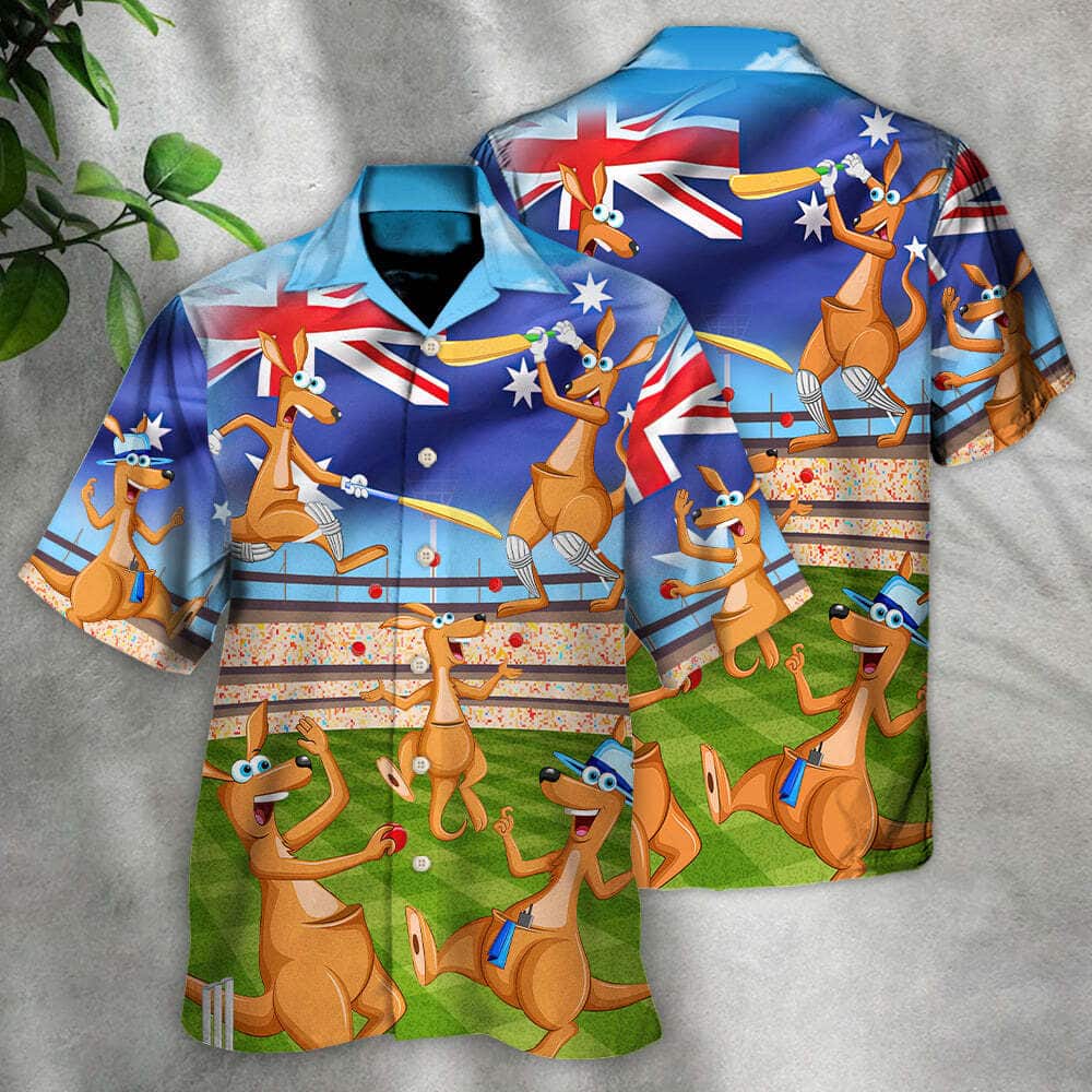 Funny Kangaroo Play Cricket Hawaiian Shirt Gift For Beach Lovers Funny Kangaroo Play Cricket Hawaiian Shirt Gift For Beach Lovers