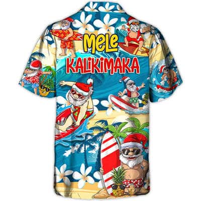 Funny Hawaiian Shirt Santa Surfing Christmas Gift For Beach Lovers