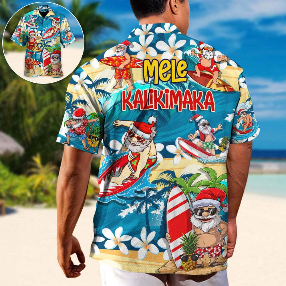 Funny Hawaiian Shirt Santa Surfing Christmas Gift For Beach Lovers Funny Hawaiian Shirt Santa Surfing Christmas Gift For Beach Lovers